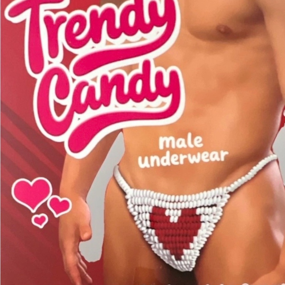 Men's Heart Thong - Red and White